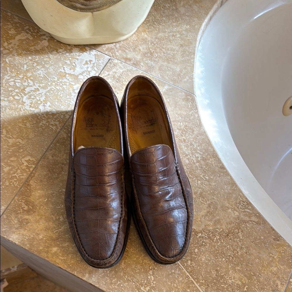 Allen Edmonds Brown Leather Slip-On Loafers with Moccasin Toe